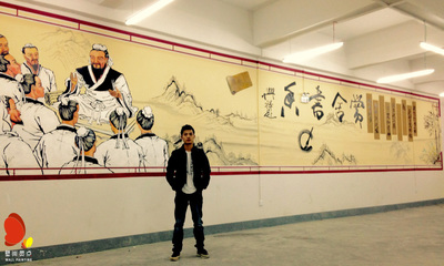 愛心圖書室講學背景壁畫 壁尚靈點的原創藝術設計